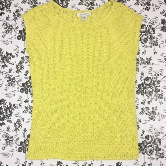 LIZ CLAIBORNE Yellow Sleeveless Sweater Top Small - Picture 1 of 6